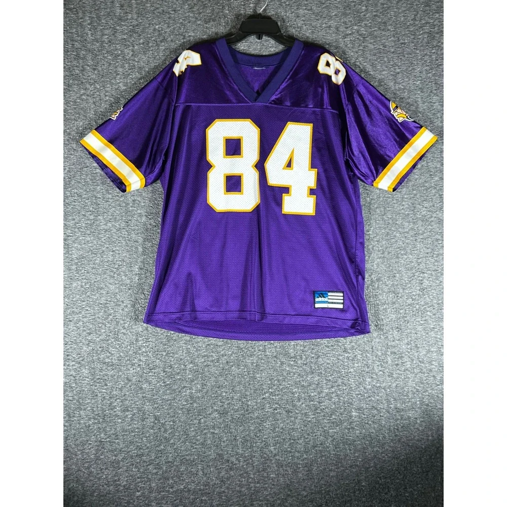 Adidas Minnesota Vikings Randy Moss 84 Jersey Mens Large Purple Vintage NFL Mesh